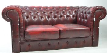 TWO SEATER CHESTERFIELD OXBLOOD LEATHER CHESTERFIELD SOFA SETTEE