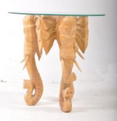 LATE 20TH CENTURY CARVED WOODEN ELEPHANT SIDE TABLE