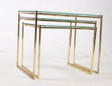 ITALIAN MODERN DESIGN - VINTAGE 20TH CENTURY BRASS & GLASS NEST OF TABLES