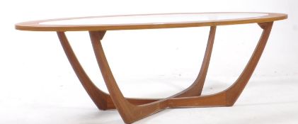 BRITISH MODERN DESIGN - VINTAGE TEAK COFFEE TABLE WITH GLASS INSERT