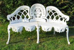 20TH CENTURY CAST ALUMINIUM WHITE PAINTED GARDEN BENCH