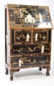 CONTEMPORARY CHINOISERIE BLACK LACQUER BUREAU