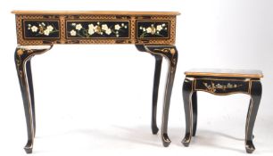 CONTEMPORARY CHINOISERIE BLACK LACQUER & GILT CONSOLE TABLE