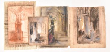 A. E. BORTHWICK (1871-1955) - FOUR PASTEL AND WATERCOLOUR PAINTINGS