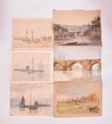 A. E. BORTHWICK (1871-1955) - SIX EN PLEIN AIR MARITIME WATERCOLOURS