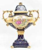 LIMOGES - 20TH CENTURY MODERN PORCELAIN TWIN HANDLED LIDDED URN