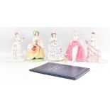 ROYAL WORCESTER - SPLENDOUR AT COURT - COLLECTION OF FOUR FIGURINES & ANOTHER