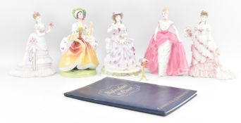 ROYAL WORCESTER - SPLENDOUR AT COURT - COLLECTION OF FOUR FIGURINES & ANOTHER