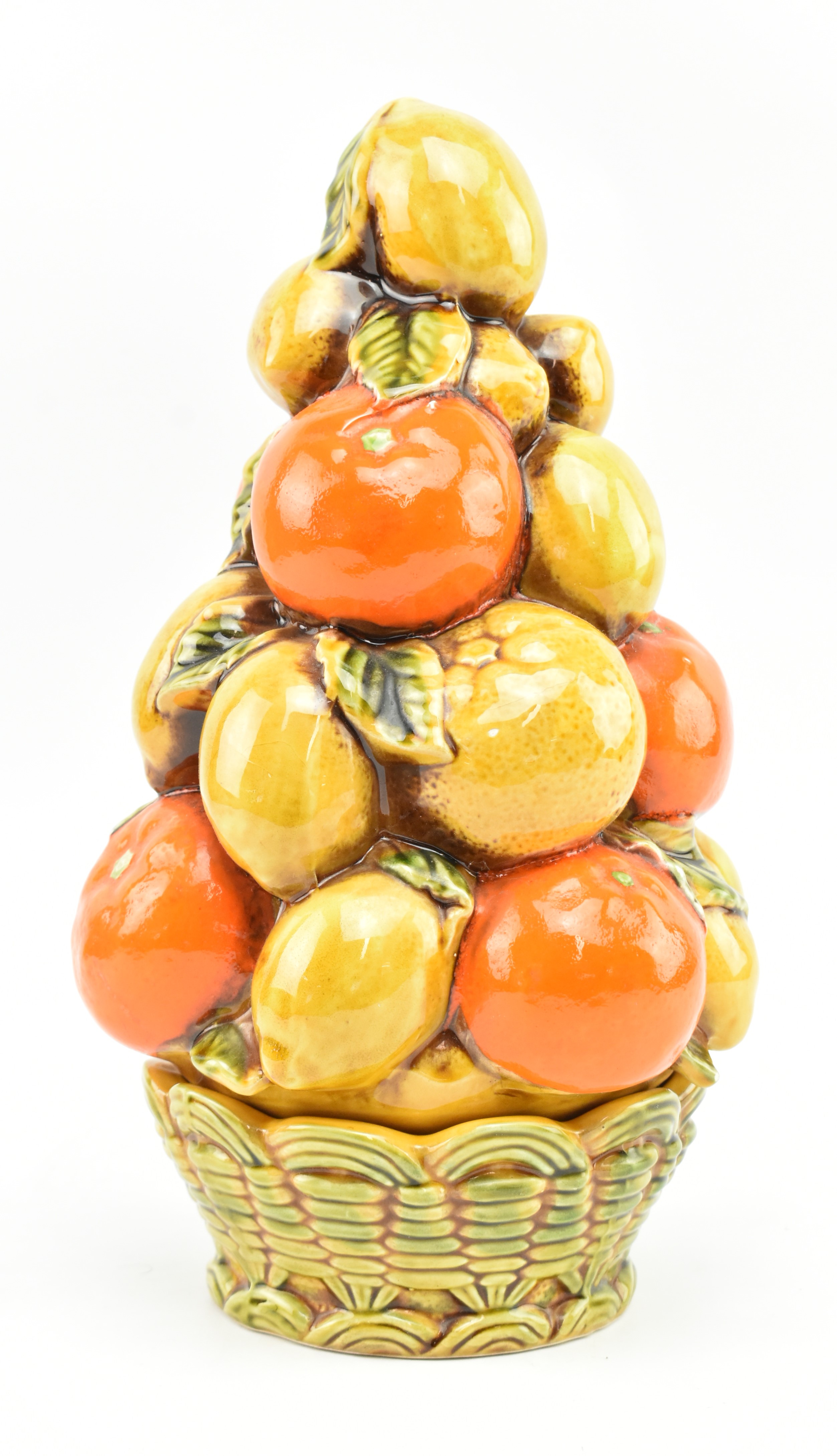 VINTAGE MID CENTURY CONTINENTAL MAJOLICA FRUIT DISPLAY CENTREPIECE VASE BOWL