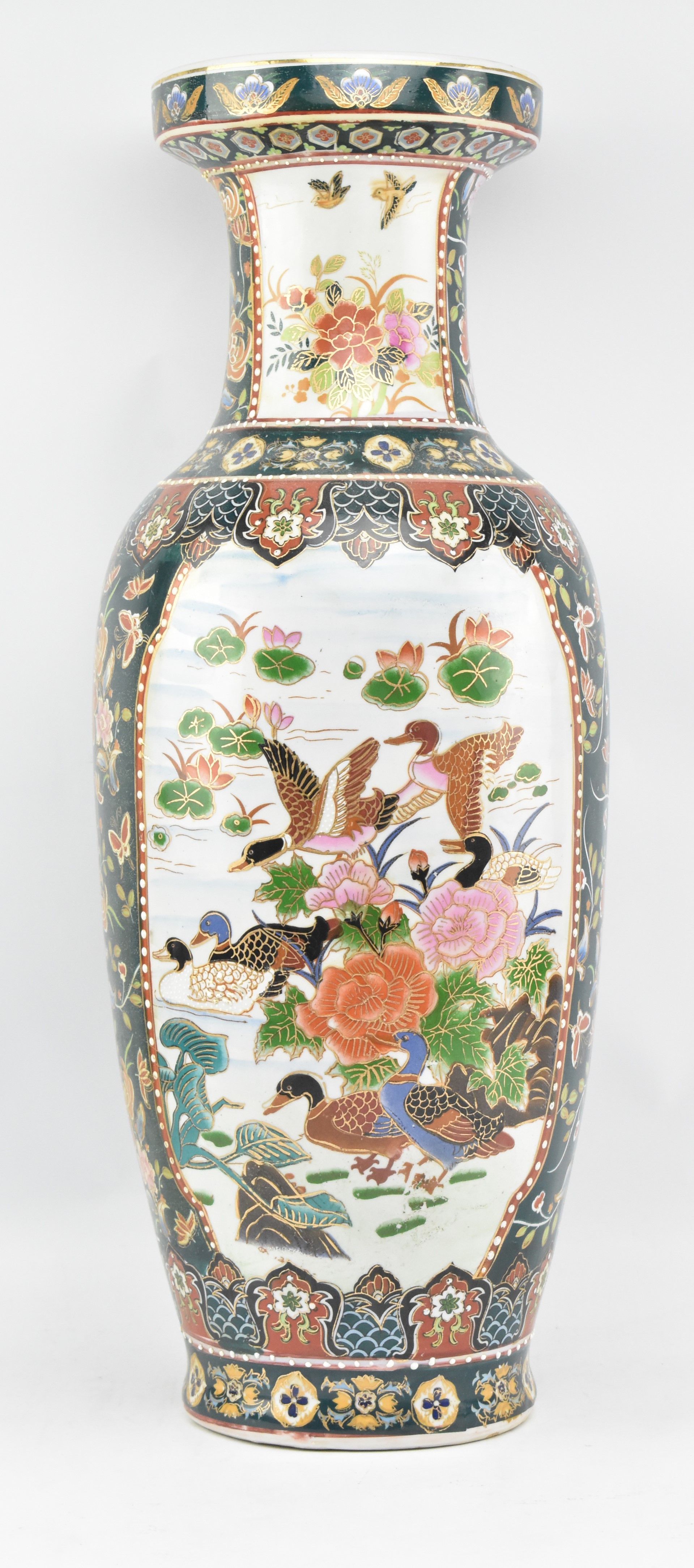 TWO LARGE 20TH CENTURY DECORATIVE FLOOR STANDING CHINESE CERAMIC ENAMELLED VASES - Image 2 of 7