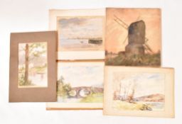 A. E. BORTHWICK (1871-1955) - FIVE EN PLEIN AIR MARITIME LANDSCAPE WATERCOLOURS