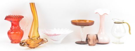 COLLECTION OF EIGHT PIECES OF VINTAGE STUDIO ART GLASS DECORATIVE VASES & BOWLS