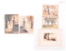 A. E. BORTHWICK (1871-1955) - TWO EN PLEIN AIR WATERCOLOUR STUDIES OF THE OPEN GATE