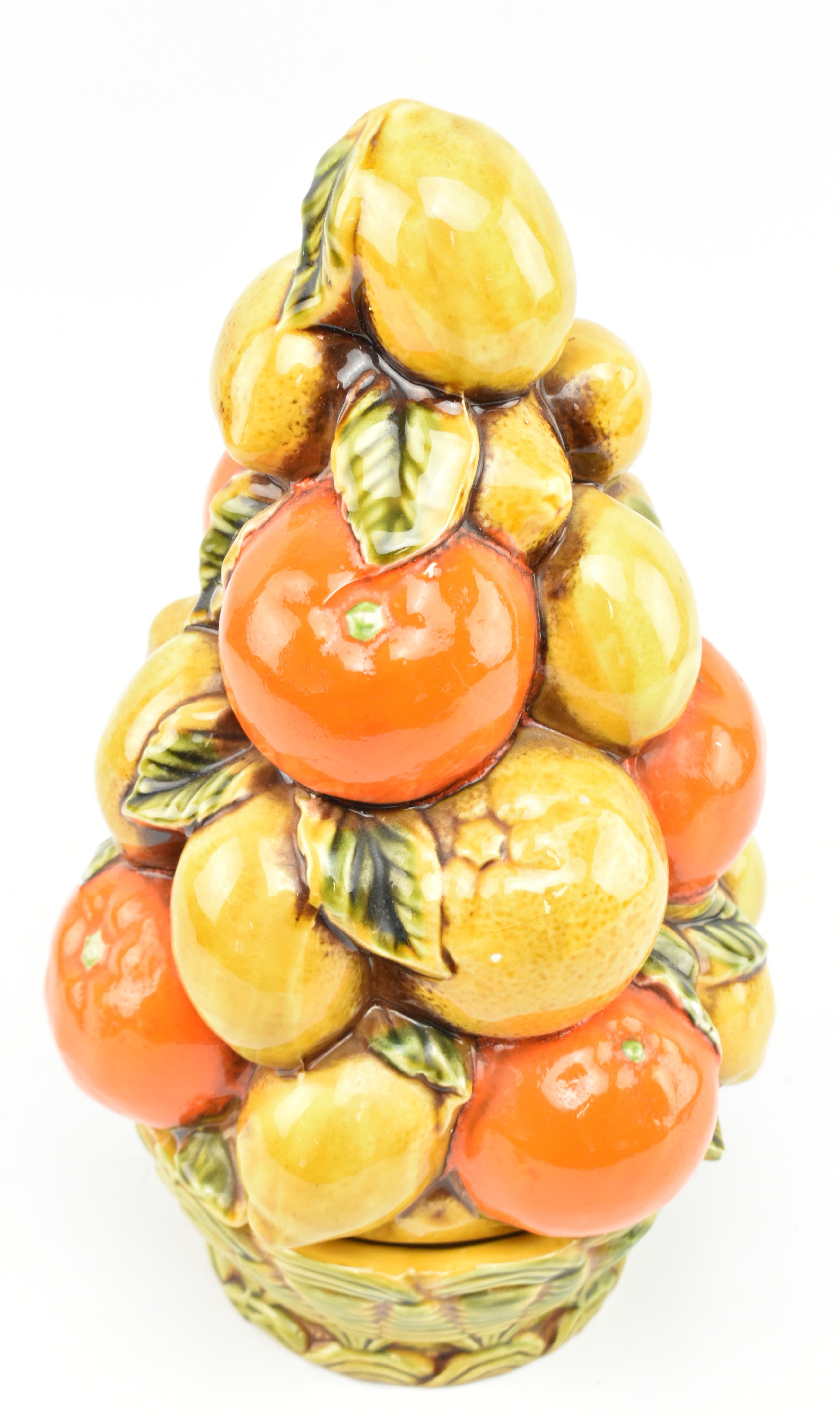 VINTAGE MID CENTURY CONTINENTAL MAJOLICA FRUIT DISPLAY CENTREPIECE VASE BOWL - Image 2 of 6