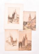 A. E. BORTHWICK (1871-1955) - FOUR VARIOUS ETCHINGS OF ST MACHAR, OLD ABERDEEN