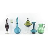 COLLECTION OF VINTAGE MID CENTURY GLASSWARE INCL. EMPOLI GENIE BOTTLE