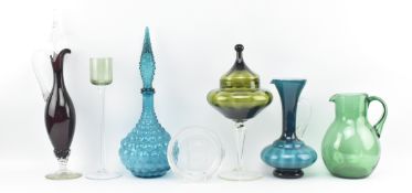 COLLECTION OF VINTAGE MID CENTURY GLASSWARE INCL. EMPOLI GENIE BOTTLE
