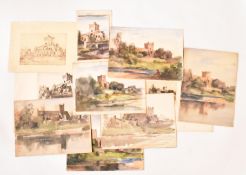 A. E. BORTHWICK (1871-1955) - COLLECTION OF c10 WATERCOLOURS & ETCHINGS