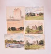 A. E. BORTHWICK (1871-1955) - 6 WATERCOLOURS, NEWARK CASTLE, SELKIRKSHIRE