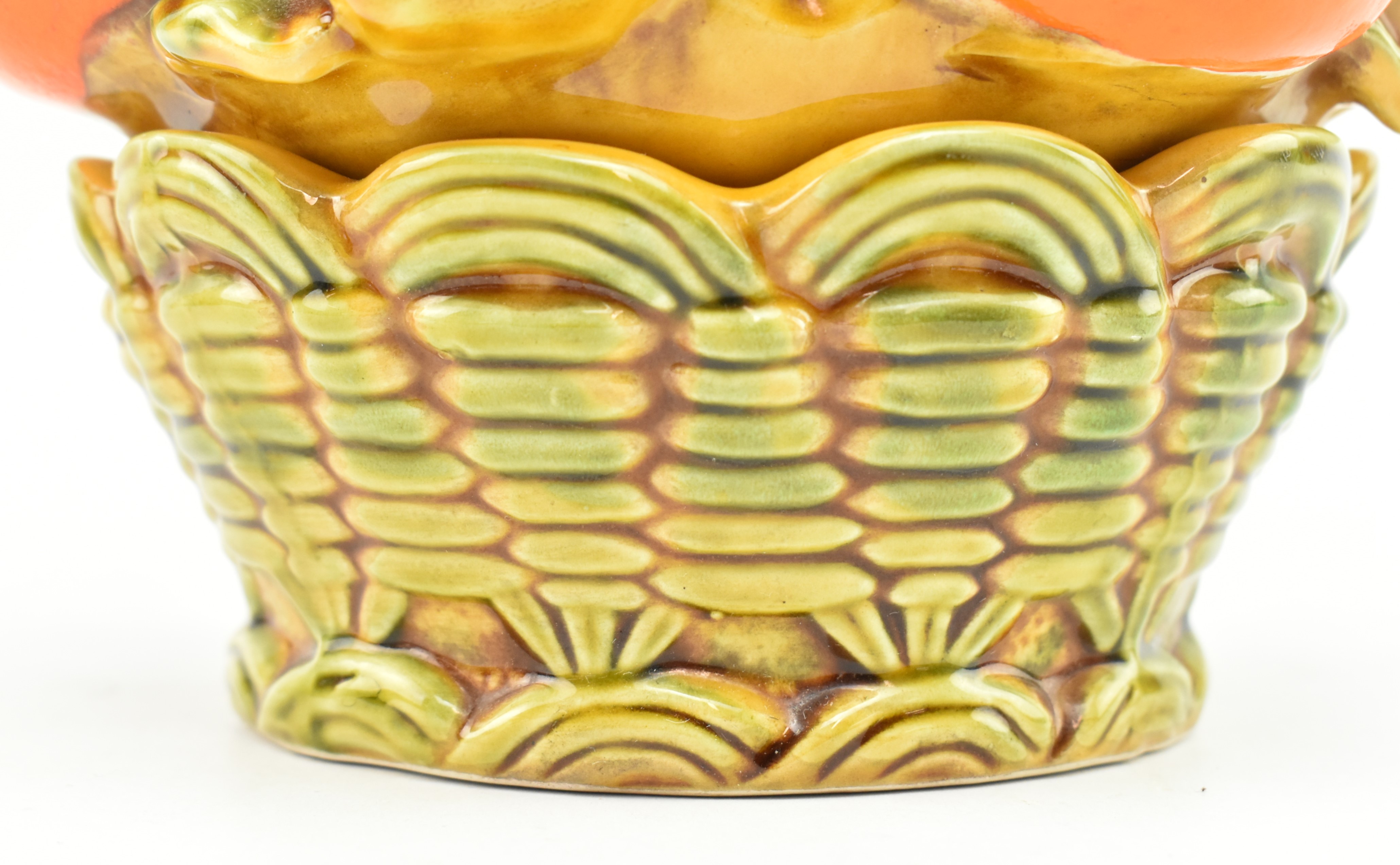 VINTAGE MID CENTURY CONTINENTAL MAJOLICA FRUIT DISPLAY CENTREPIECE VASE BOWL - Image 4 of 6