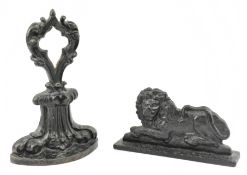 TWO 19TH CENTURY VICTORIAN CAST IRON DOOR STOPS INCL. ARCHIBALD KENRICK EXAMPLE