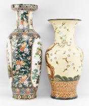 TWO LARGE 20TH CENTURY DECORATIVE FLOOR STANDING CHINESE CERAMIC ENAMELLED VASES