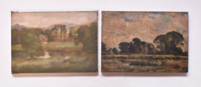 A. E. BORTHWICK (1871-1955) - PAIR OF UNSIGNED OIL ON CANVAS LANDSCAPE