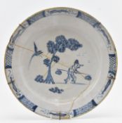 18TH CENTURY DUTCH DELFT BLUE AND WHITE PORCELAIN CHARGER