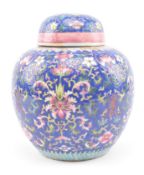 20TH CENTURY CHINESE ENAMELED PORCELAIN GINGER JAR