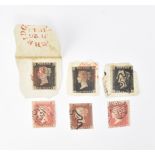 THREE PENNY BLACK STAMPS & THREE PENNY RED STAMPS, ALL FRANKED