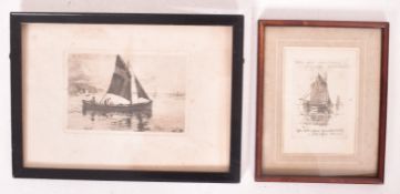 A. E. BORTHWICK (1871-1955) - TWO ETCHINGS ON PAPER OF BOATS