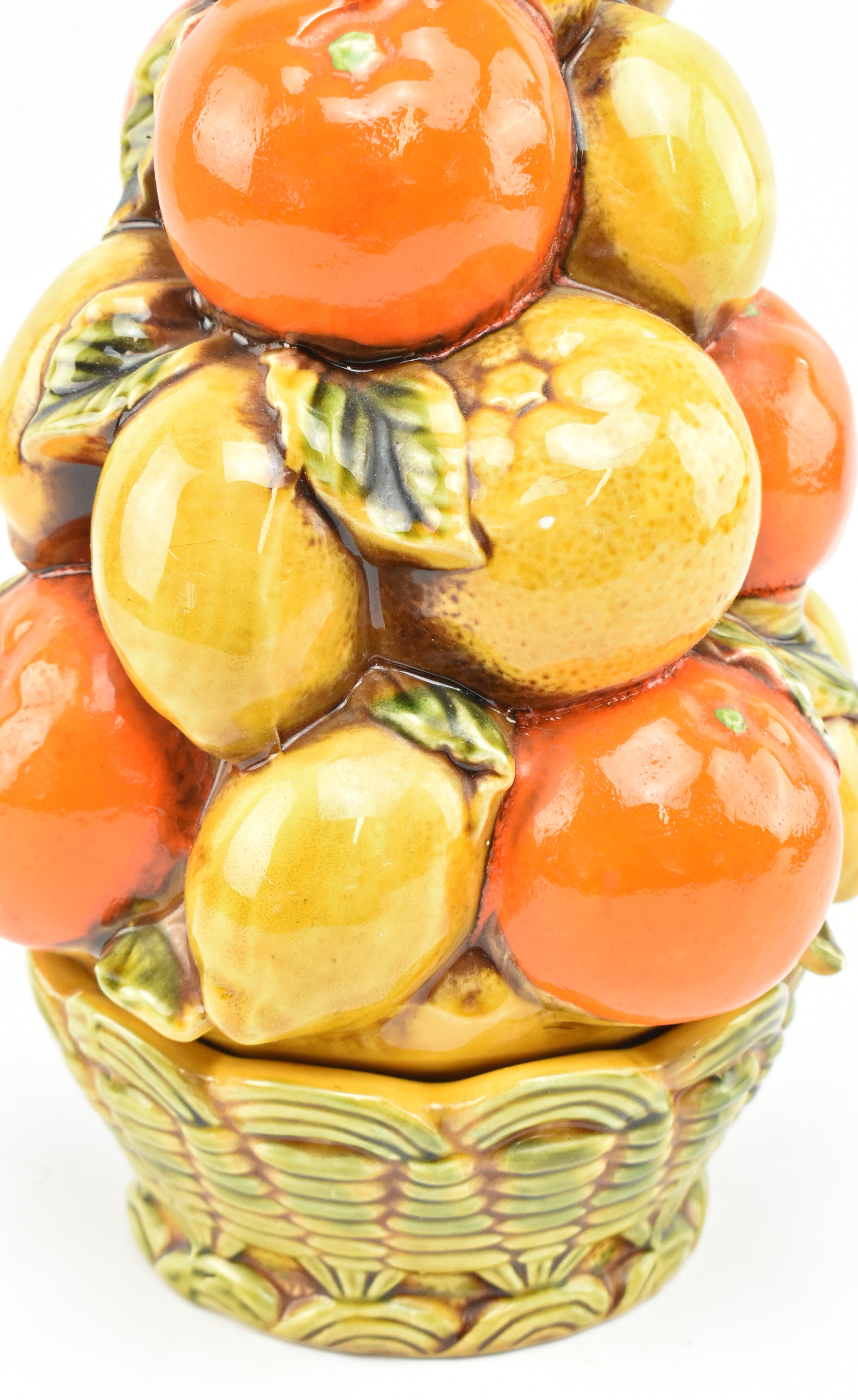 VINTAGE MID CENTURY CONTINENTAL MAJOLICA FRUIT DISPLAY CENTREPIECE VASE BOWL - Image 3 of 6
