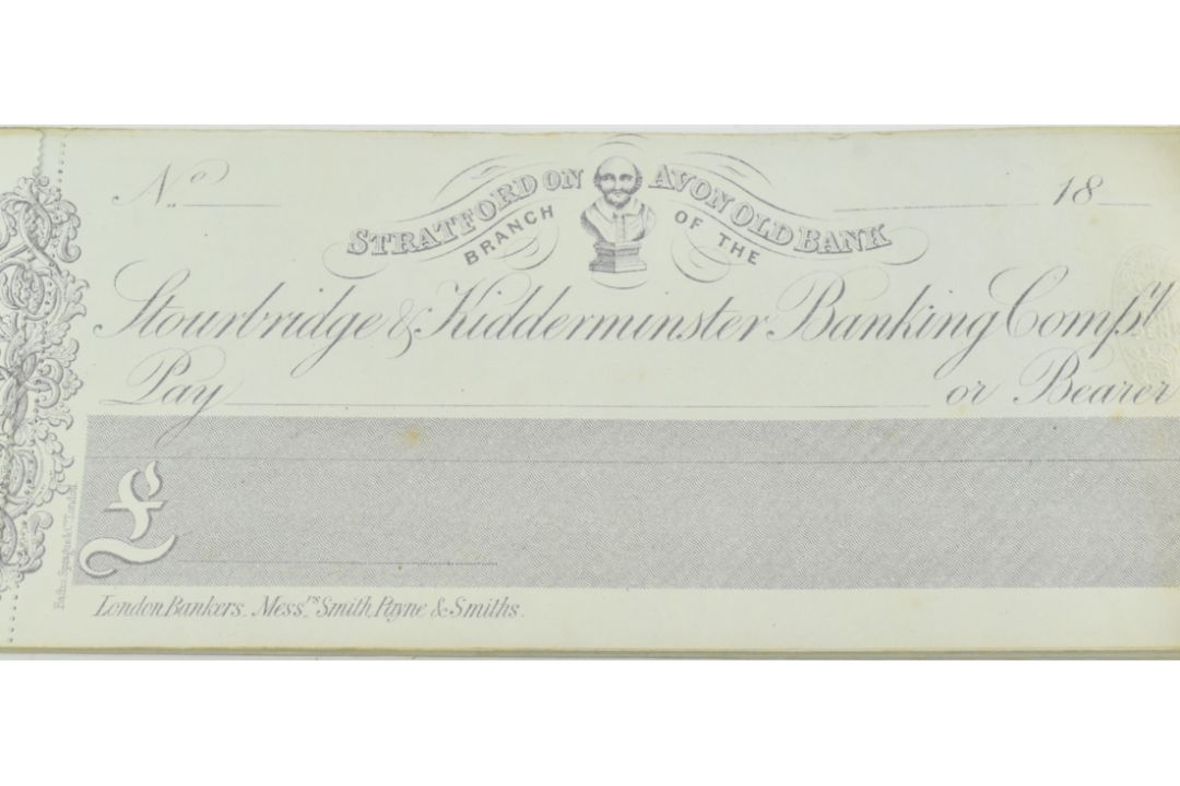 STOURBRIDGE & KIDDERMINSTER BANKING COMPANY MID 19TH CENTURY MAJ. UNUSED CHEQUEBOOK - Image 4 of 5