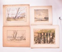 A. E. BORTHWICK (1871-1955) - FOUR EN PLEIN AIR MARITIME & COUNTRY WATERCOLOURS