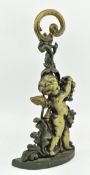 VINTAGE 20TH CENTURY CAST IRON PAINTED CHERUB DOORSTOP