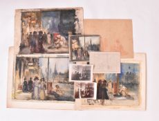 A. E. BORTHWICK (1871-1955) - SIX WATERCOLOUR PAINTING STUDIES FOR THE GOOD SAMARITAN