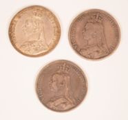 1887, 1888, 1889 QUEEN VICTORIAN SILVER CROWN COINS