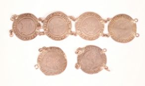 SIX 16TH CENTURY QUEEN ELIZABETH I CHAINED SILVER SHILLINGS