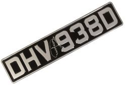 ONLY FOOLS & HORSES - DHV 938D - SIR DAVID JASON SIGNED NUMBER PLATE