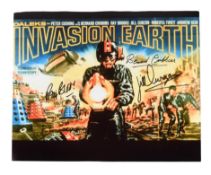 DOCTOR WHO - DALEKS INVASION EARTH 2150AD - TRIPLE SIGNED PHOTO - AFTAL