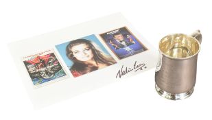 VALERIE LEON'S COLLECTION - HALLMARKED SILVER CHRISTENING MUG & AUTOGRAPH