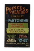 PANTOMIME - 1968 PRINCESS THEATRE TORQUAY HAND PAINTED POSTER