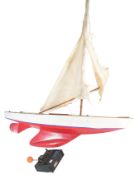 POND YACHT - LARGE VINTAGE WOODEN YACHT WITH RADIO GEAR