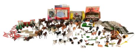 BRITAINS - COLLECTION OF VINTAGE BRITAINS FARM ANIMALS & HORSE RIDERS