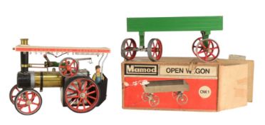 LIVE STEAM - VINTAGE MAMOD STEAM TRACTOR & OPEN WAGON