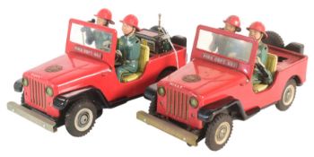 TINPLATE TOYS - TN TOYS - FIRE DEPT BATTERY OPERATED JEEP TOYS