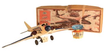 VINTAGE METTOY JET AIR LINER TINPLATE CLOCKWORK TOY