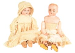 DOLLS - TWO 19TH CENTURY FRENCH BISQUE HEADED DOLLS