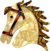 LEA STEIN HORSE HEAD CELLULOID BROOCH