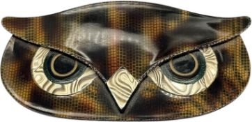 LEA STEIN CELLULOID OWL BROOCH